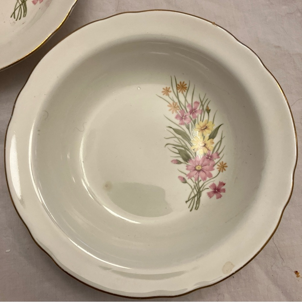 2 Vintage Eastern China USA floral with gold trim 5.5 bowls